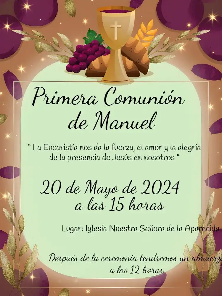 Invitación Primera Comunión Dorada