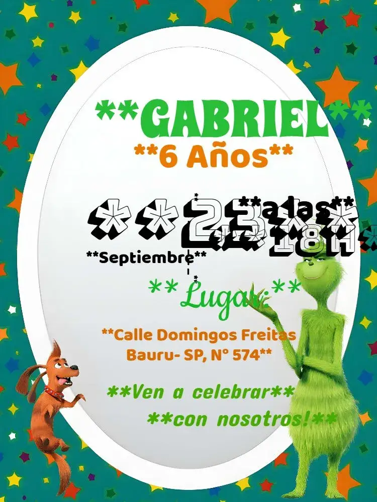 Invitación Grinch Naranja