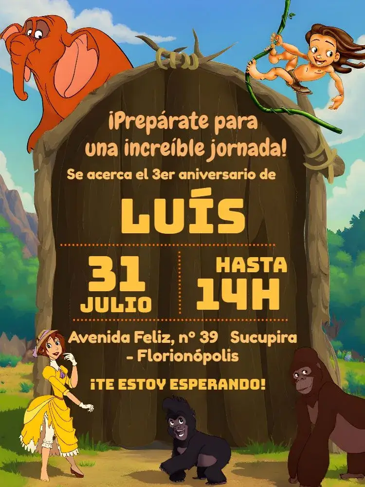 Invitación Tarzan Marrón