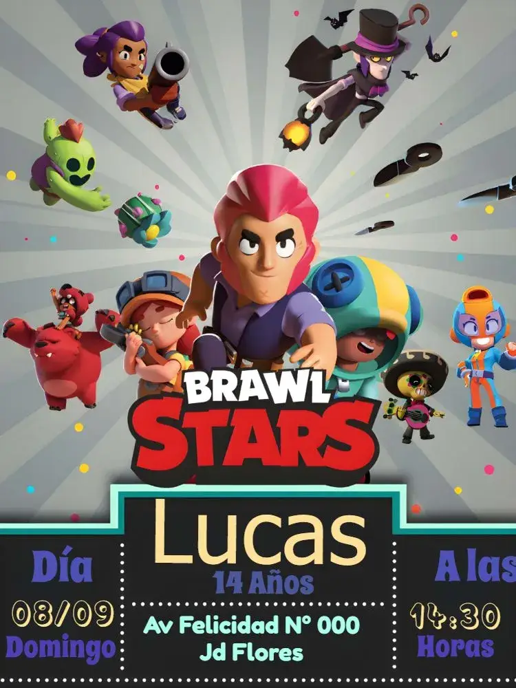 Invitación Brawl Stars Naranja
