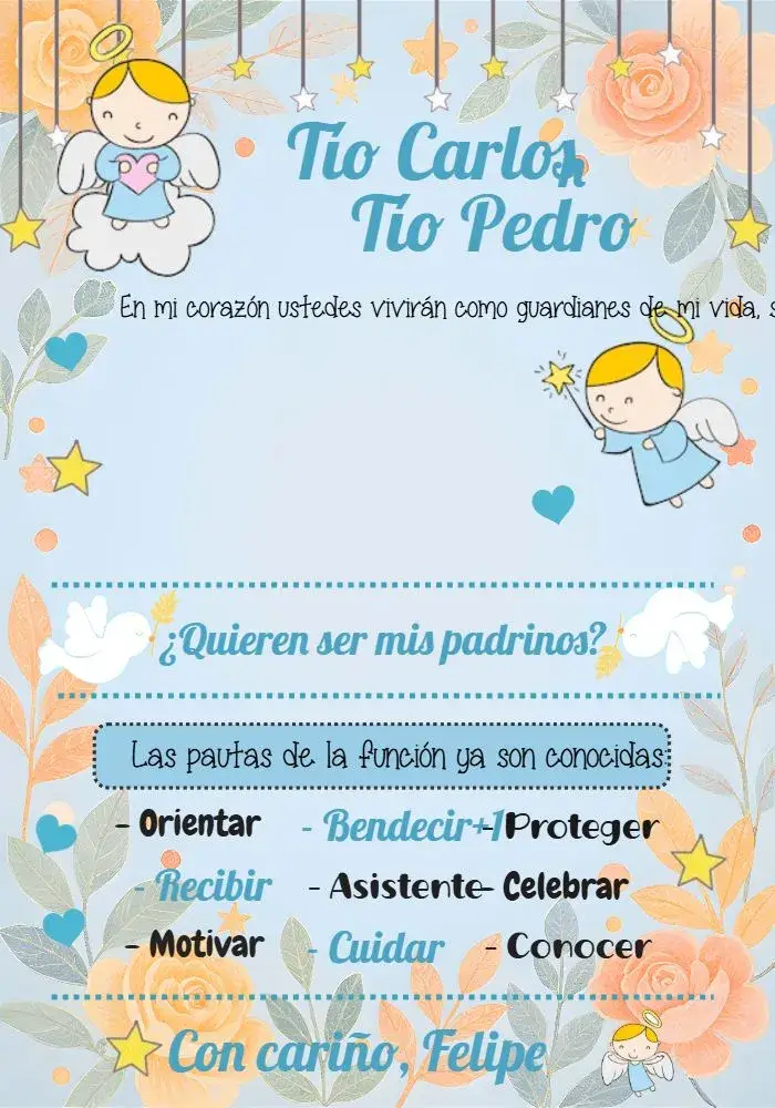 Invitación Bautizo Angelito Amarillo editable y personalizable