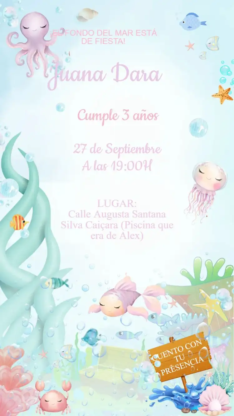 Invitación Cumpleaños Fondo del Mar