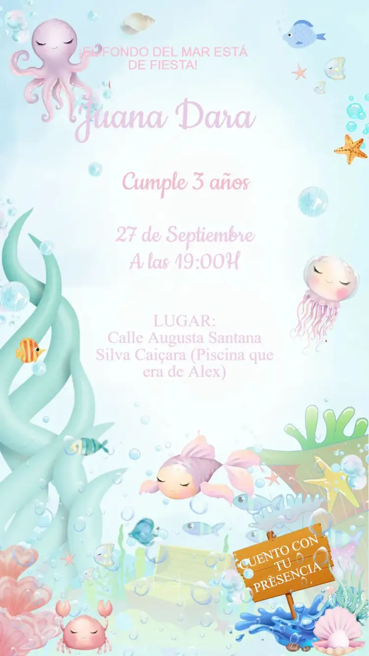 Invitación Cumpleaños Fondo del Mar