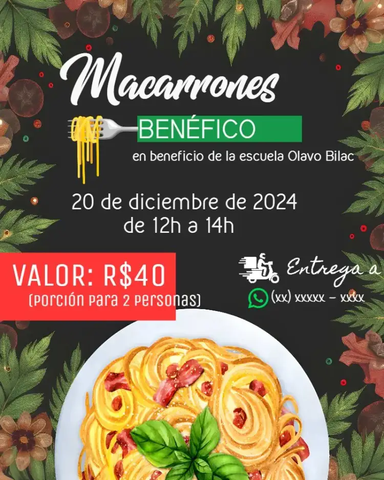 Invitación Arte Para Macarronada Beneficente Ação – tema Más buscados colorido, culinario, solidario, moderno, divertido