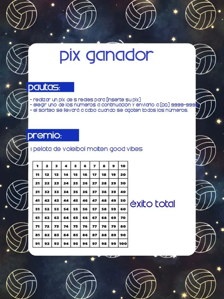 Invitación Pix Premiado Blanco – tema Cartones moderno, deportivo, vibrante, azul y blanco, divertido, dinámico