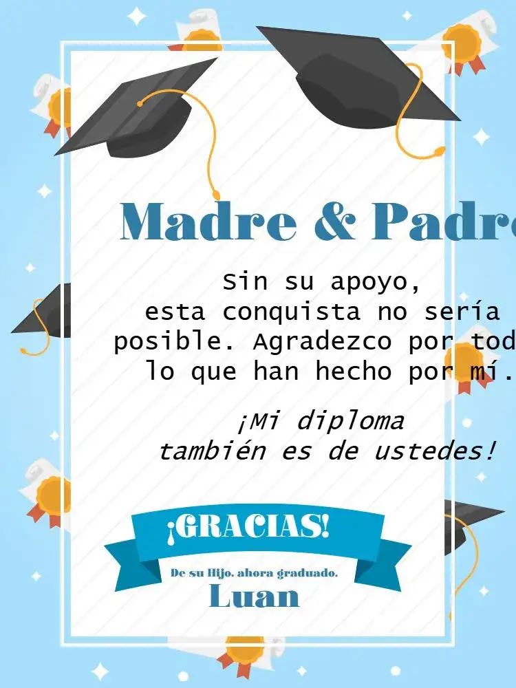 Tarjeta De Celebración de Graduación Azul Lúdica