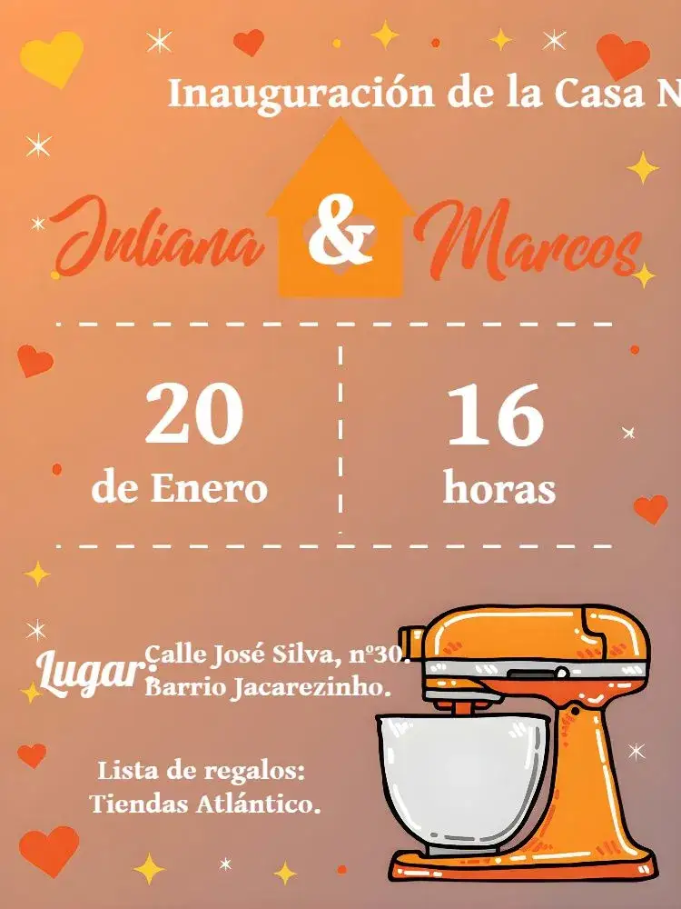 Invitación Invitación de Fiesta de Casa Nueva – tema Despedida de Soltera moderno, pizarra, colorido, cocina, minimalista