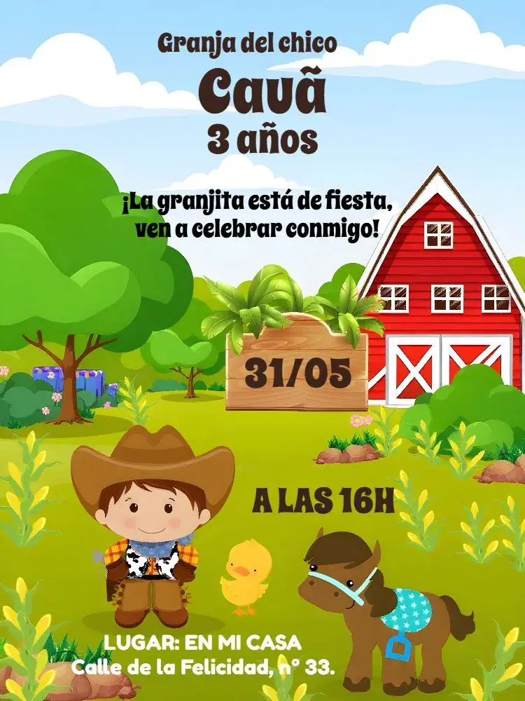 Invitación Granja Niño