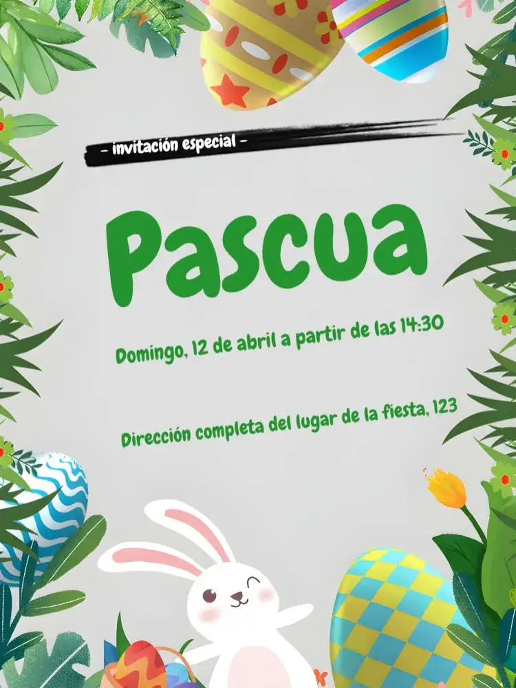 Invitación Pascua Marrón – tema Fechas Conmemorativas marrón, blanco, vintage, lúdico, minimalista, colorido