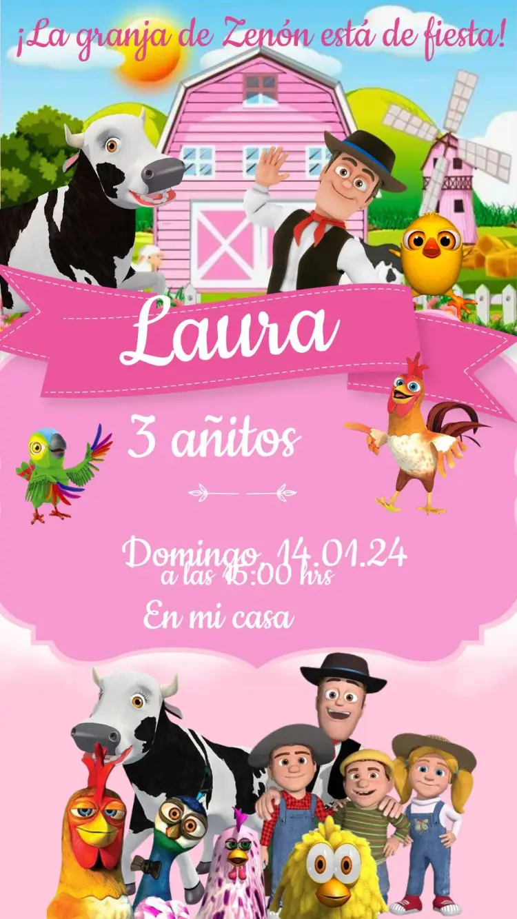 Invitación La Granja De Zenón Niña