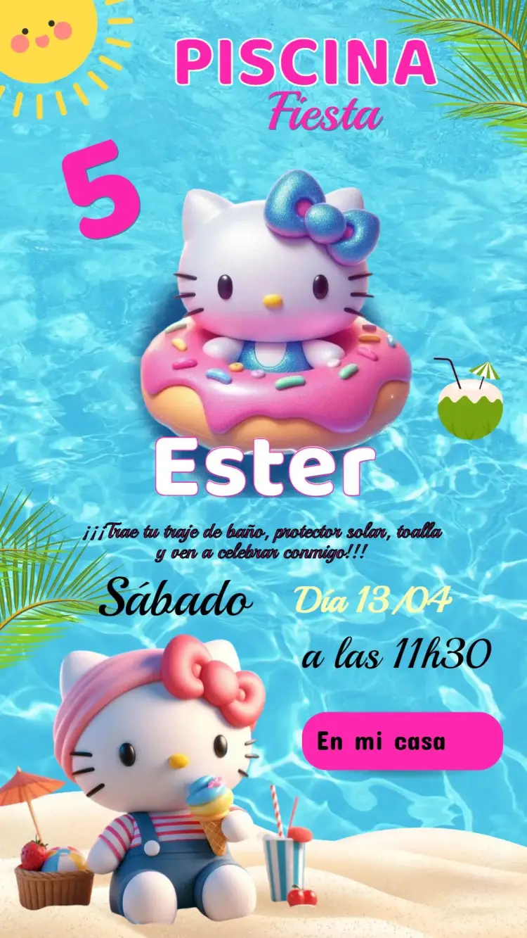 Invitación Cumpleaños Hello Kitty