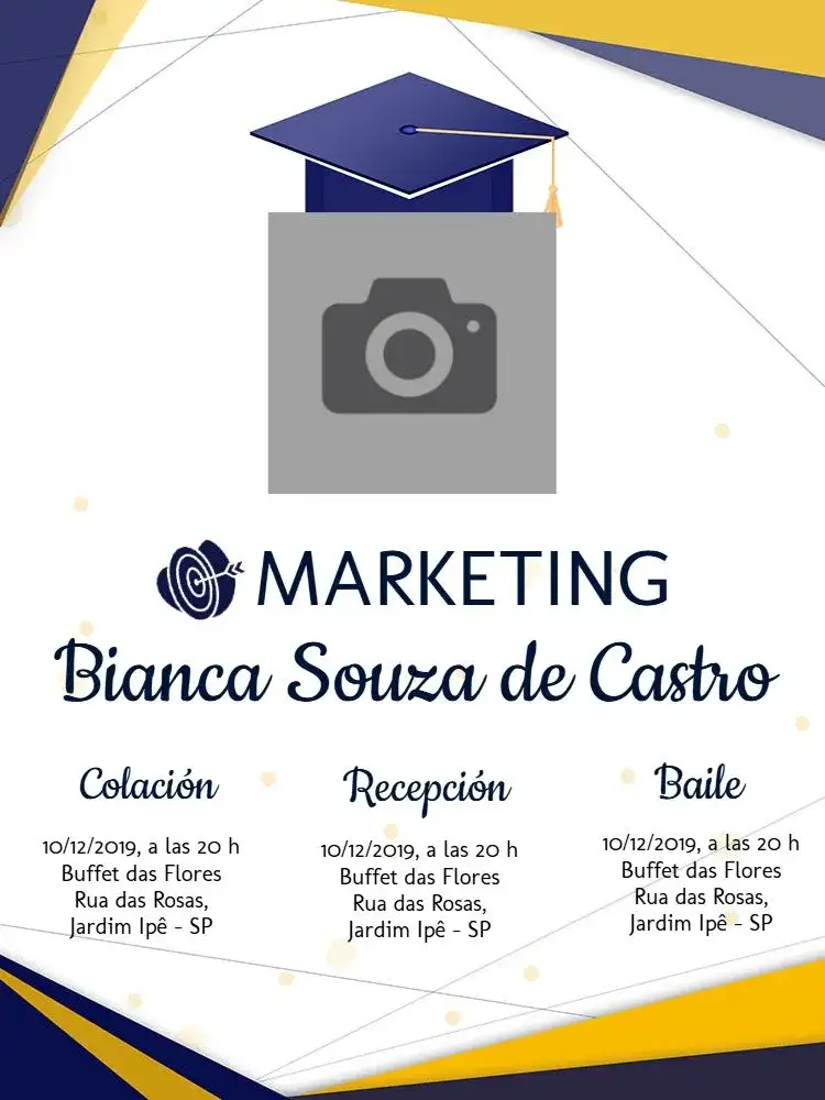 Graduación de Marketing Con Foto Azul