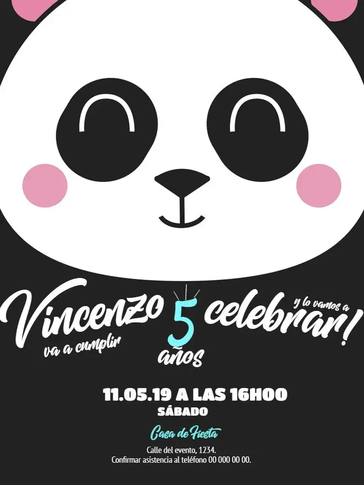 Invitación Panda Niño Whatsapp