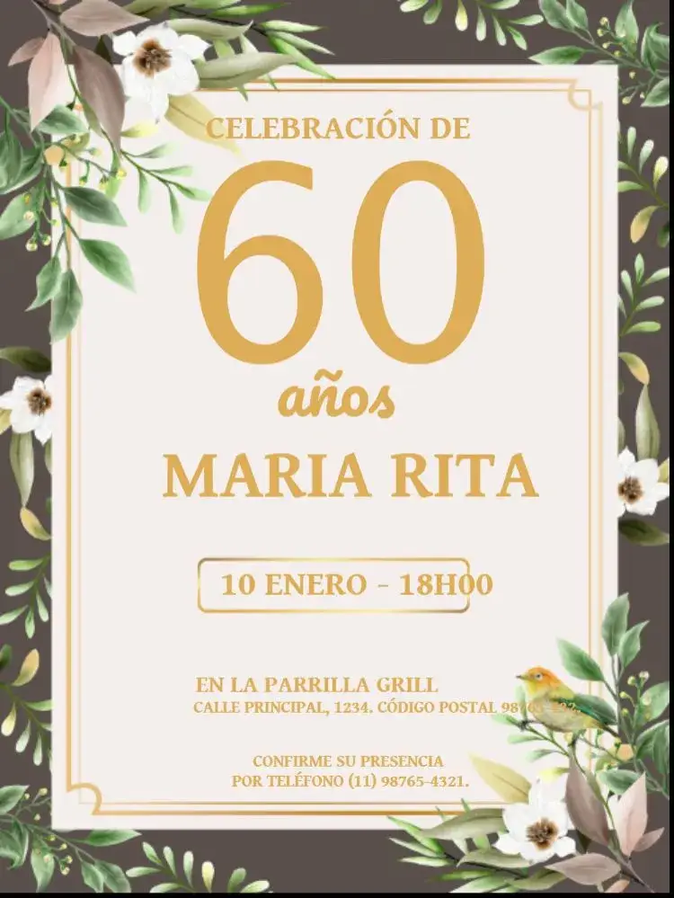 Invitación 60 Años Elegante Confeti