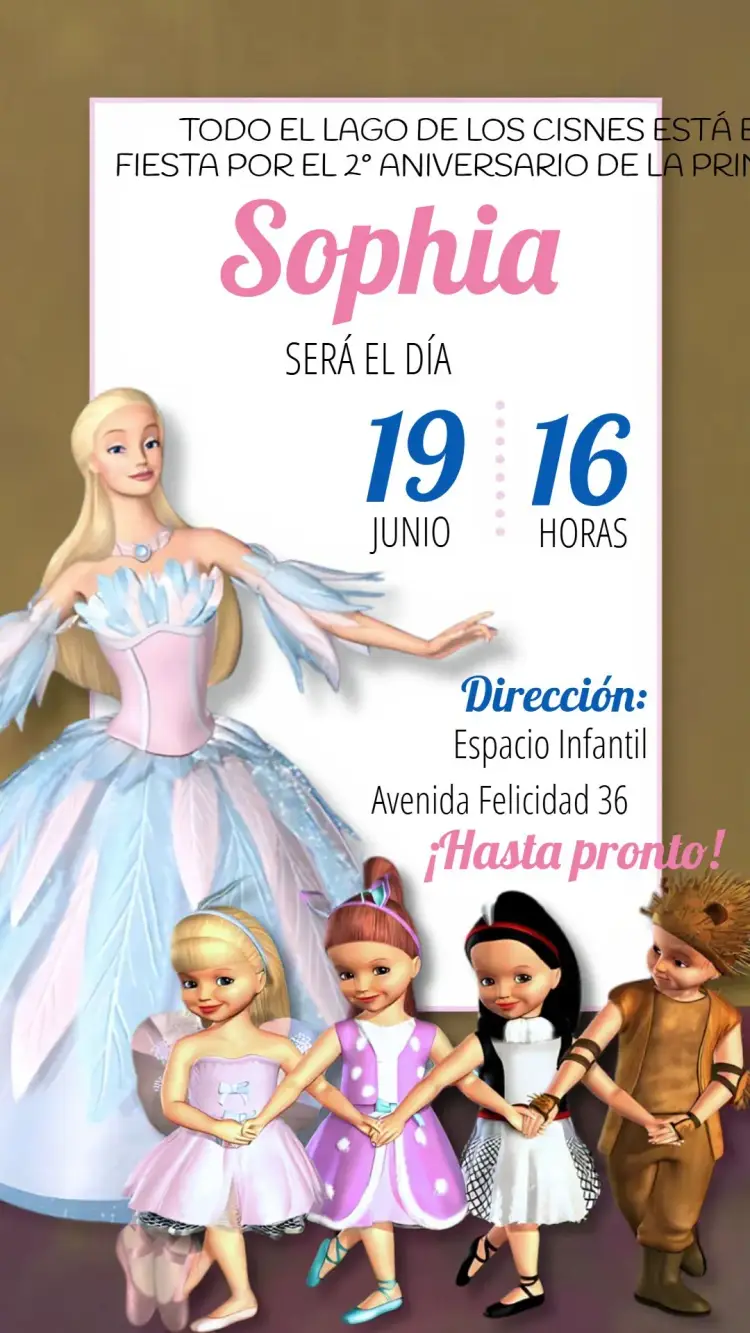 Invitación Barbie Lago De Los Cisnes Niña