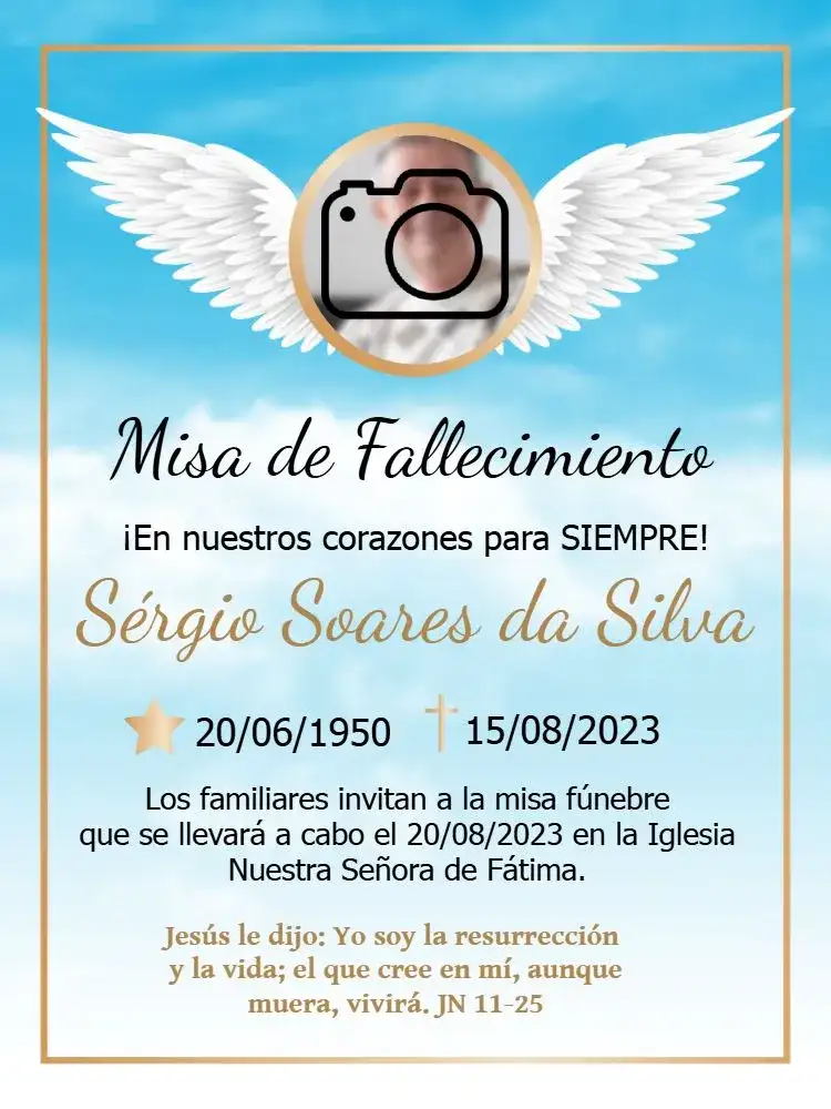 Misa De Séptimo Día Con Foto Azul