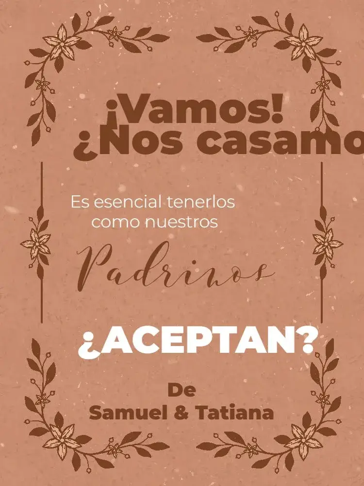 Invitación Boda Para Padrinos Delicado Marrón