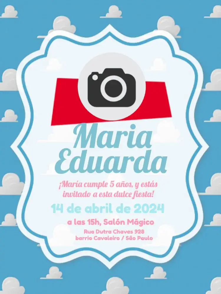 Invitación Nubes Té – tema Té Rifa nubes, pastel, infantil, delicado, alegre