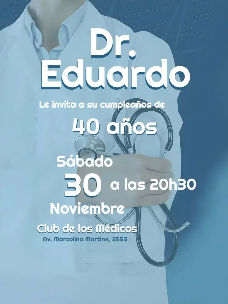 Invitación Doctor Medicina – tema Cumpleaños médico