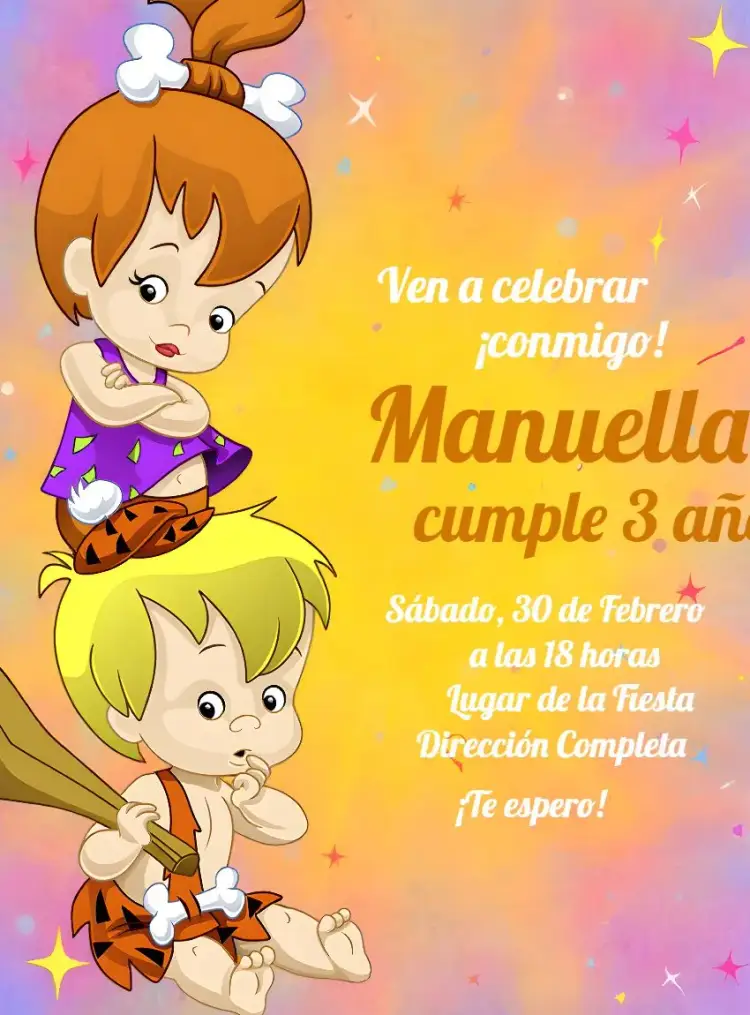 Invitación Pedrita y Bambam Piedra