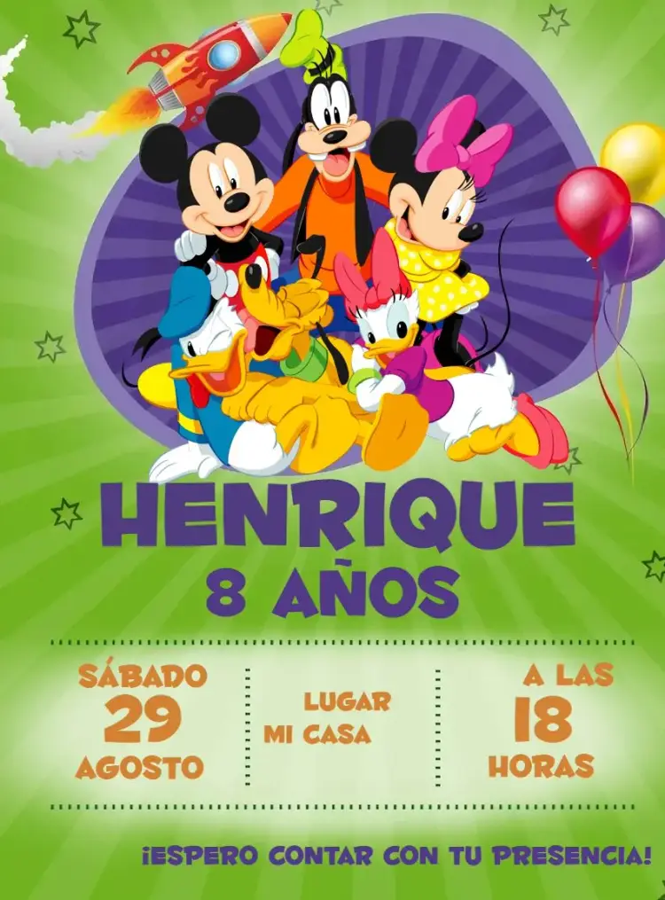 Invitación Grupo De Mickey Digital