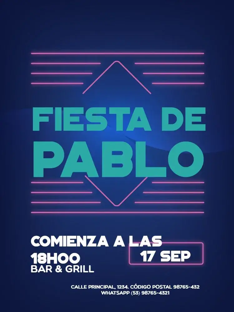 Invitación Encuentro Neon Azul