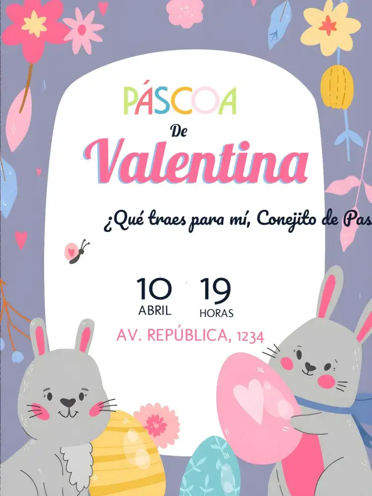 Invitación Caza de Pascua – tema Fechas Conmemorativas colorido, lúdico, divertido, moderno, infantil