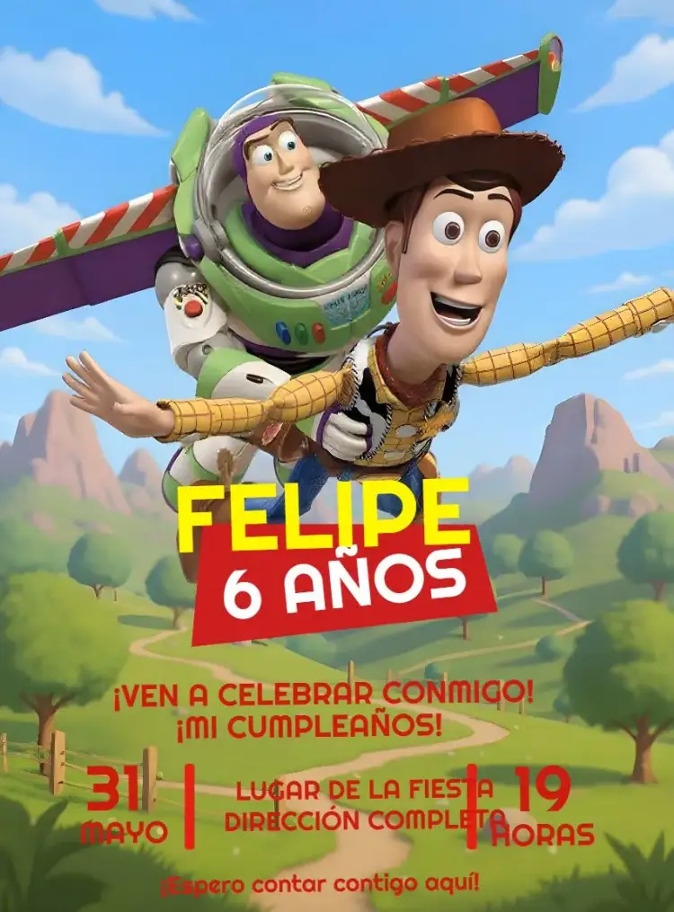 Invitación Toy Story Juguetes – tema Más buscados colorido, divertido, temático, infantil, aventura, brinquedos