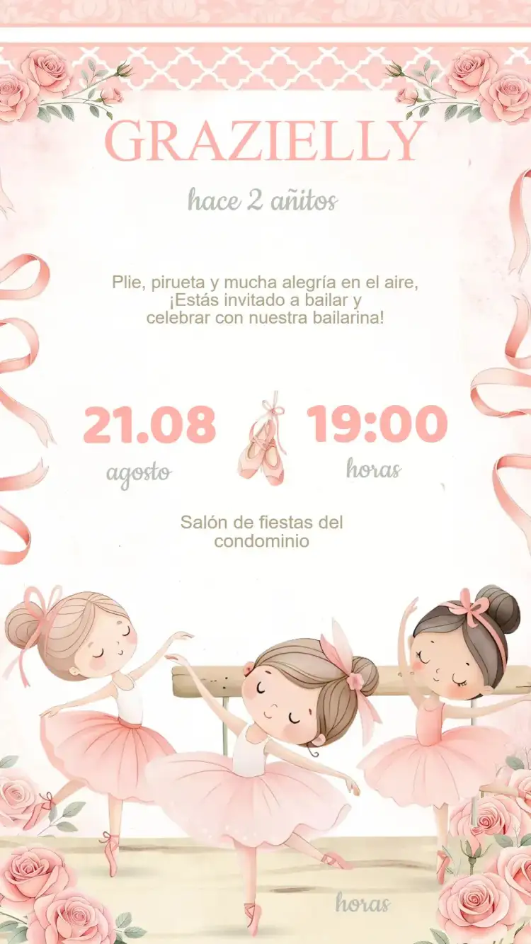 Invitación Cumpleaños Bailarina
