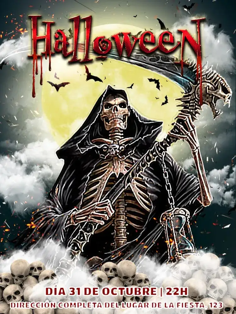 Invitación Halloween Horror – tema Fechas Conmemorativas oscuro, gótico, horror, dorado, vintage, moderno