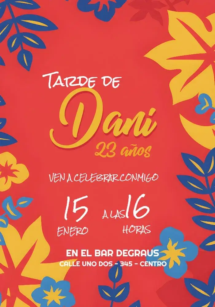 Invitación Tardes de Colores – tema Despedida de Soltera tropical, colorido, verano, alegre, vibrante