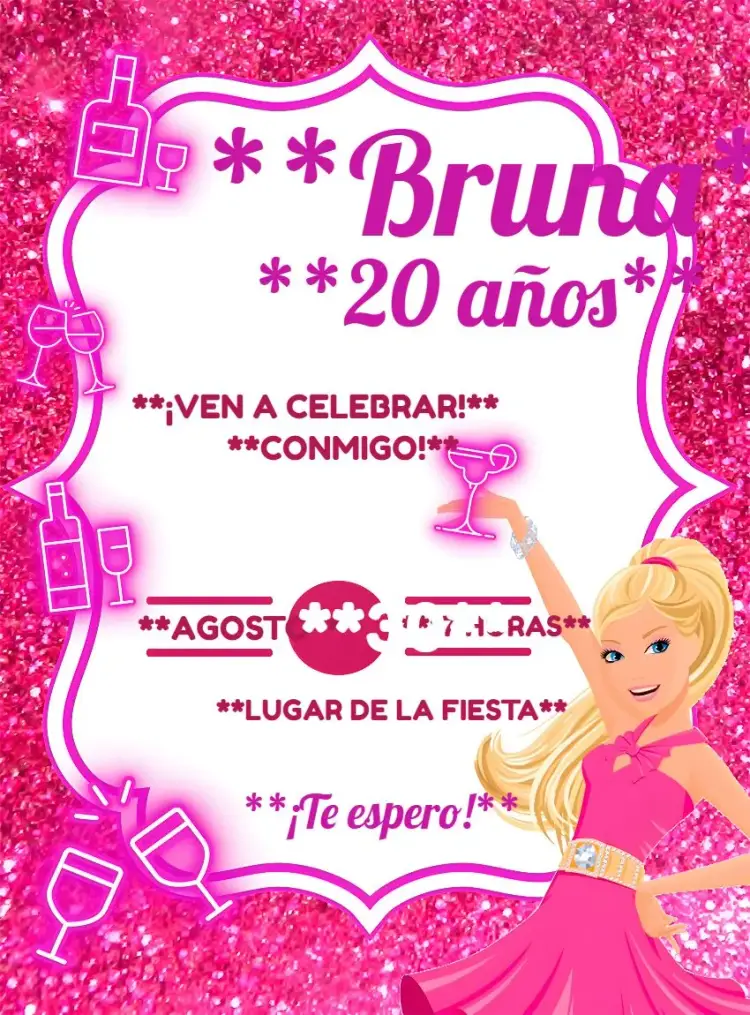 Invitación Barbie Cachaceira Drinks