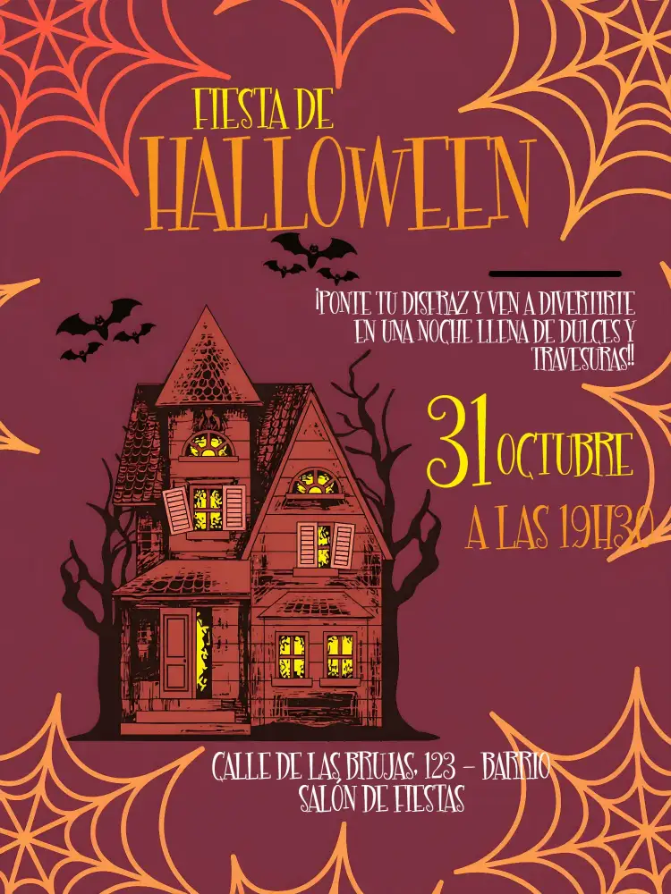 Invitación Fiesta De Halloween Brujas – tema Fechas Conmemorativas naranja, morado, fantasía, místico, divertido