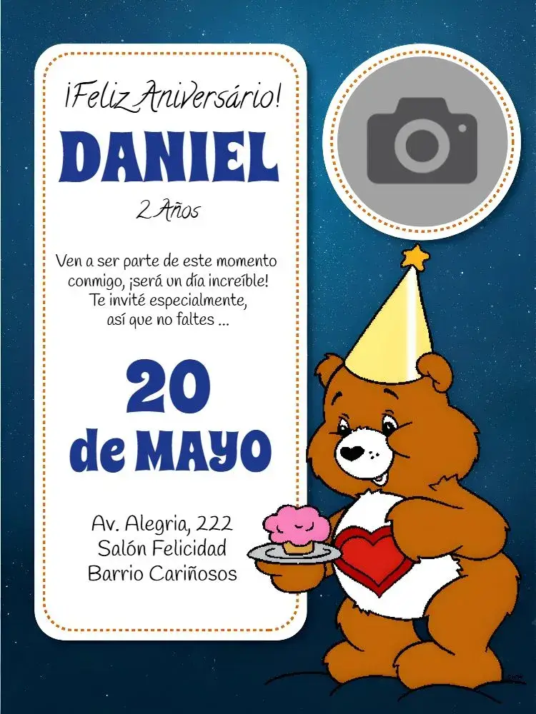 Invitación Osos Cariñosos Con Foto Plantilla