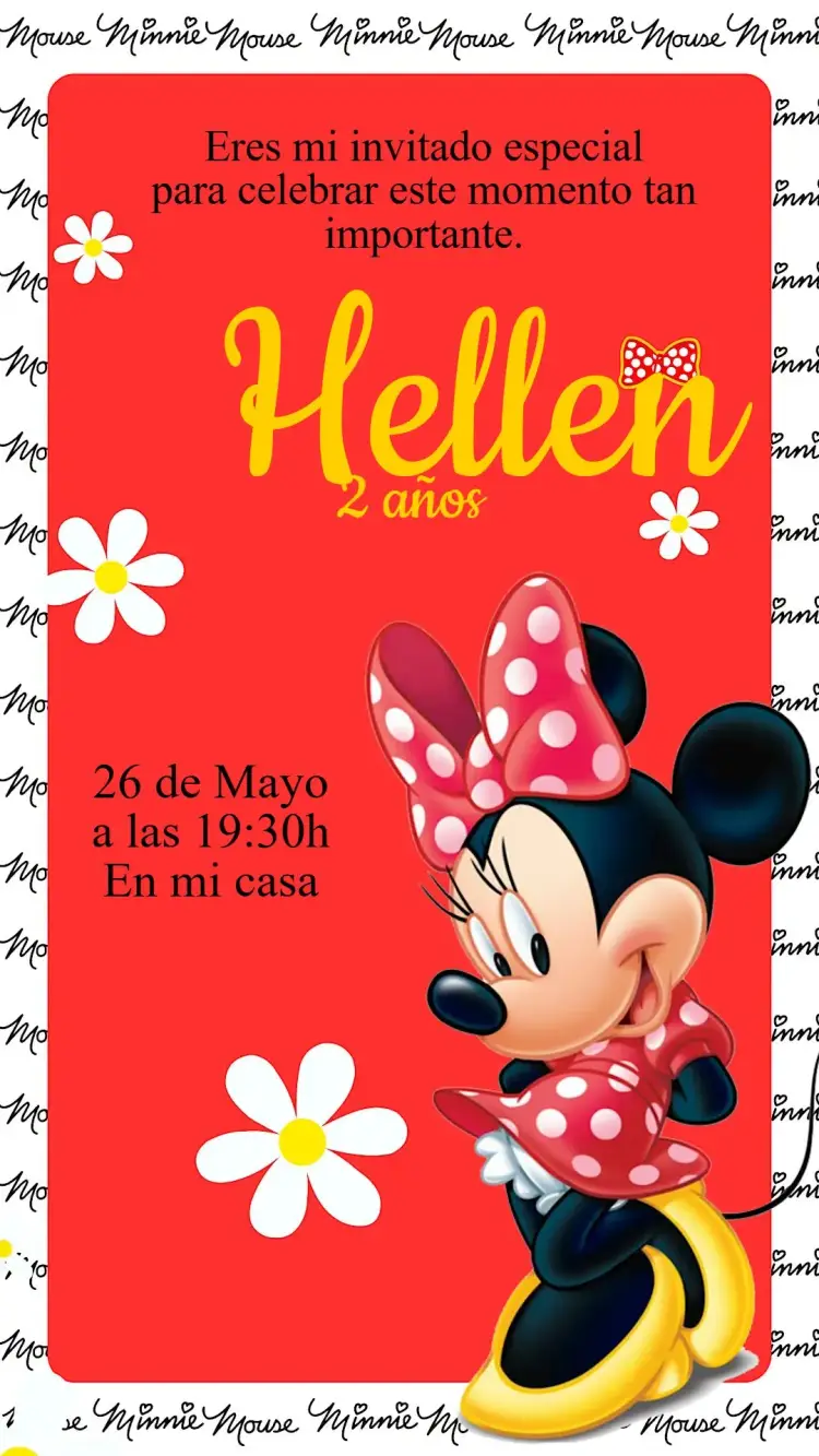 Invitación Cumpleaños Minnie Roja