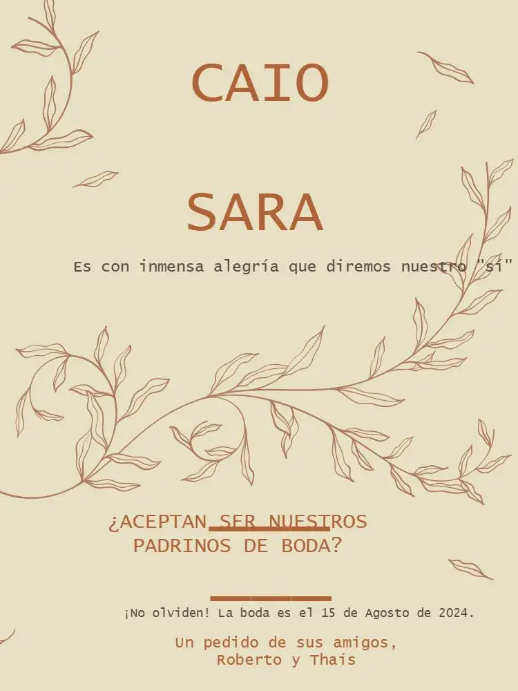 Invitación Para Padrinos De Boda Floral Delicado Madrina