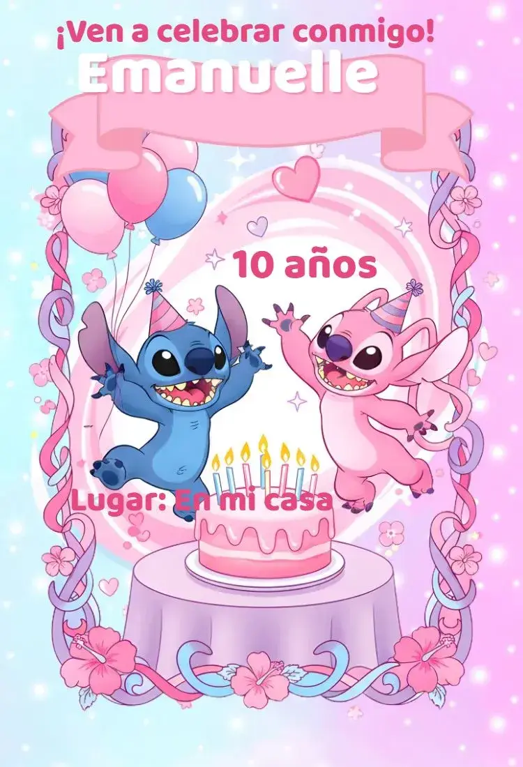 Invitación digital de Stitch y Angel