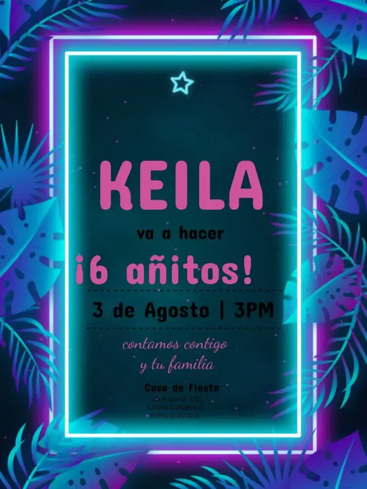 Invitación Celebración Neon