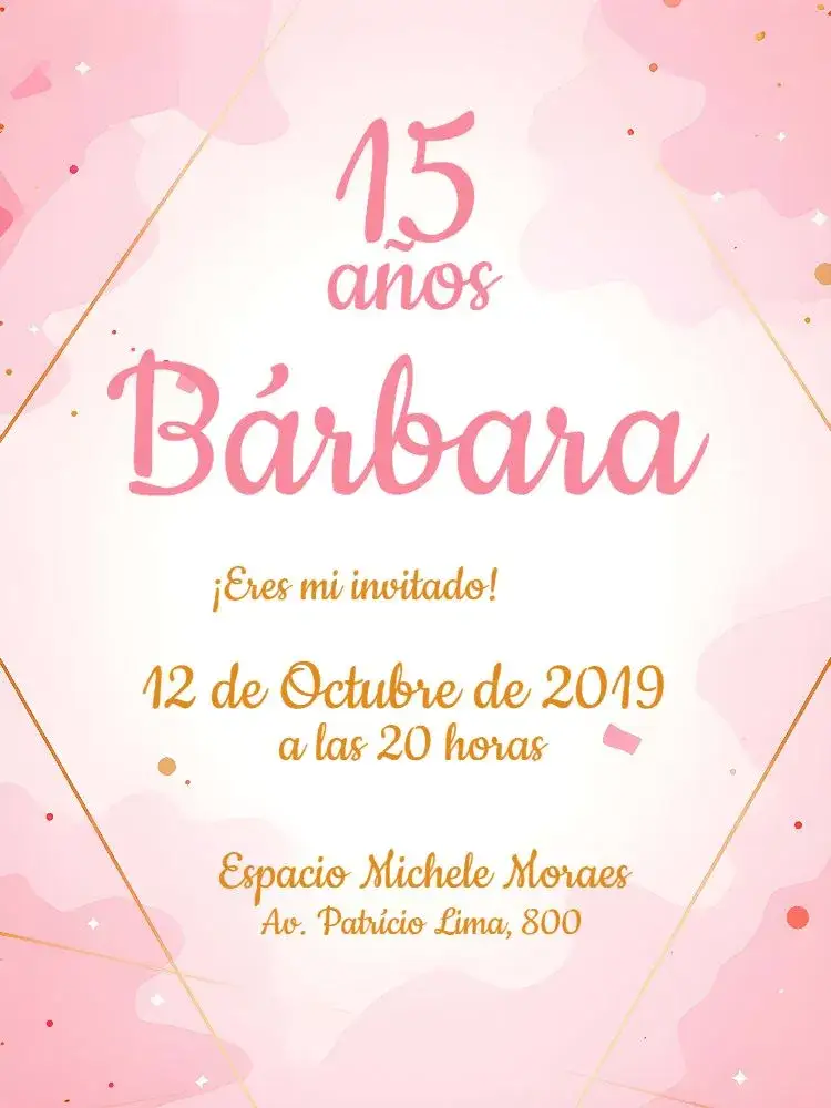 Invitación 15 Años - Rosa Y Dorado Brillante Elegante – tema 15 años rosa, dorado, brillantina, elegante, moderno