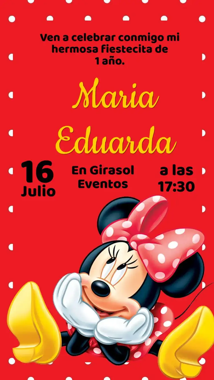 Invitación Cumpleaños Minnie Roja