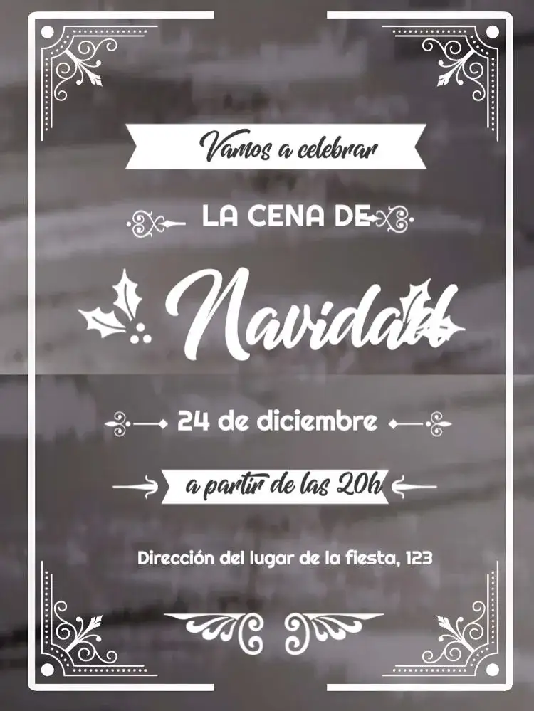 Invitación Navidad Negra – tema Fechas Conmemorativas pizarra, moderno, elegante, sutil, minimalista