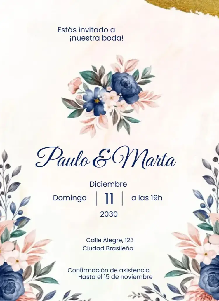 Invitación Floral Clásico editable y personalizable