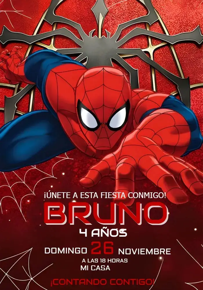Invitación Spider-Man Editar editable y personalizable