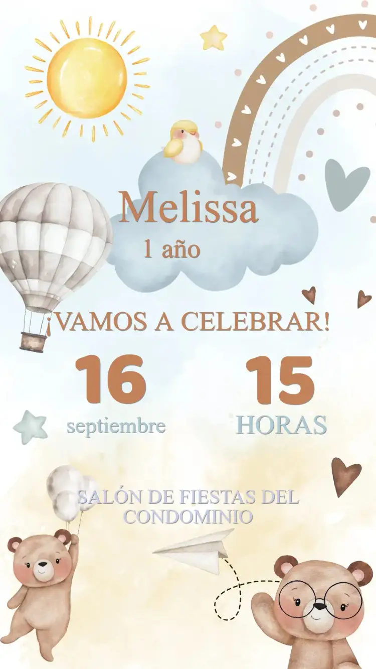 Invitación Invitación Cumpleaños Osito Marrón – tema Cumpleaños Infantil adorable, infantil, animales, pastel, lúdico, acogedor