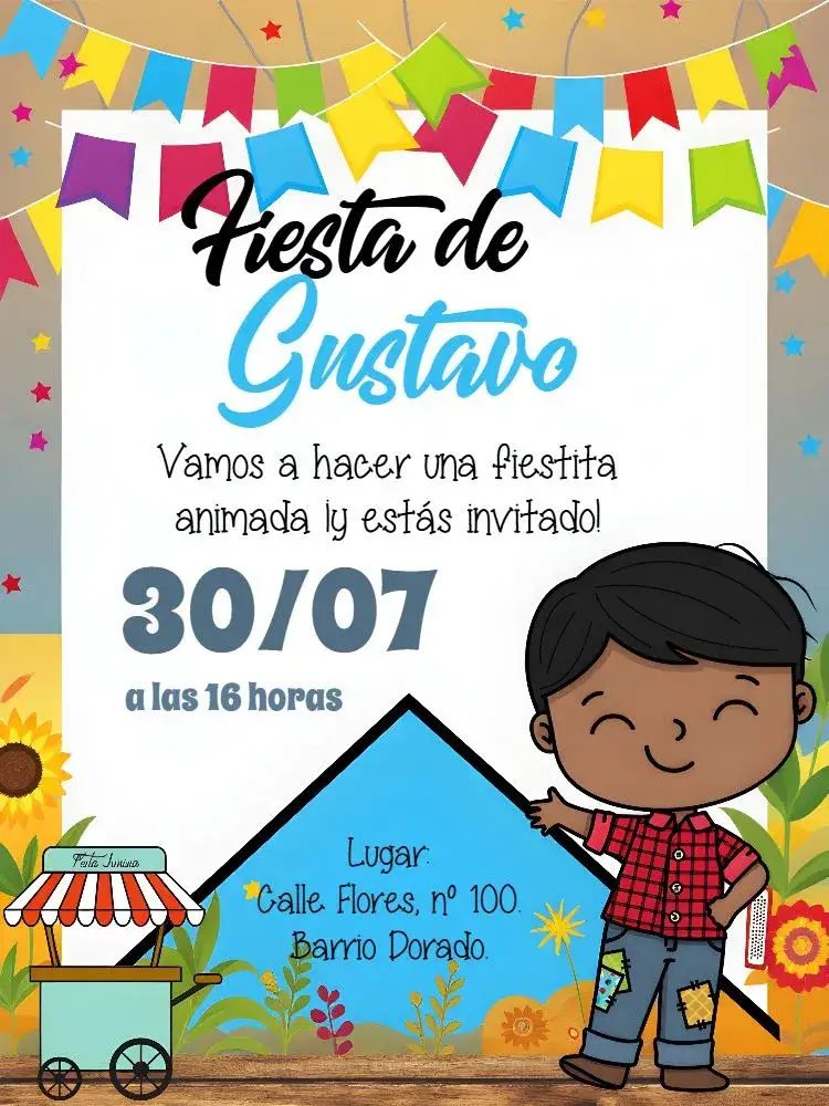 Invitación Arraiá Fiesta Junina São – tema Fechas Conmemorativas colorido, tradicional, festivo, vintage, brincalhão