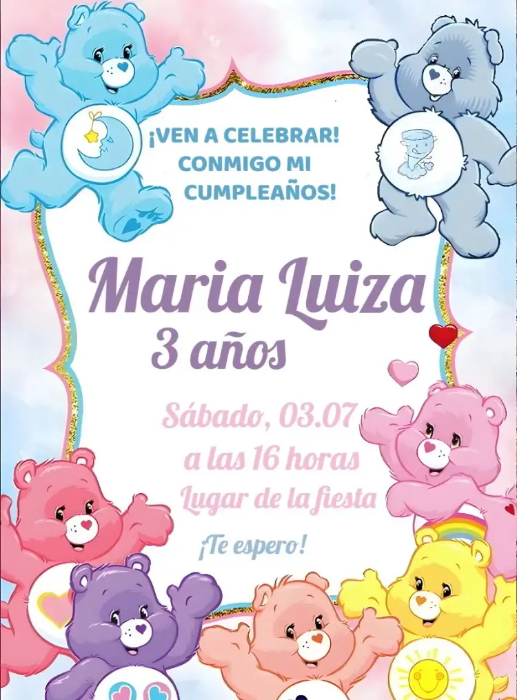 Invitación Ositos Cariñosos Coloridos
