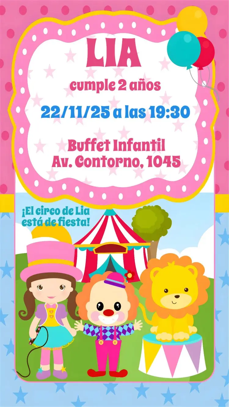 Invitación Circo Rosa