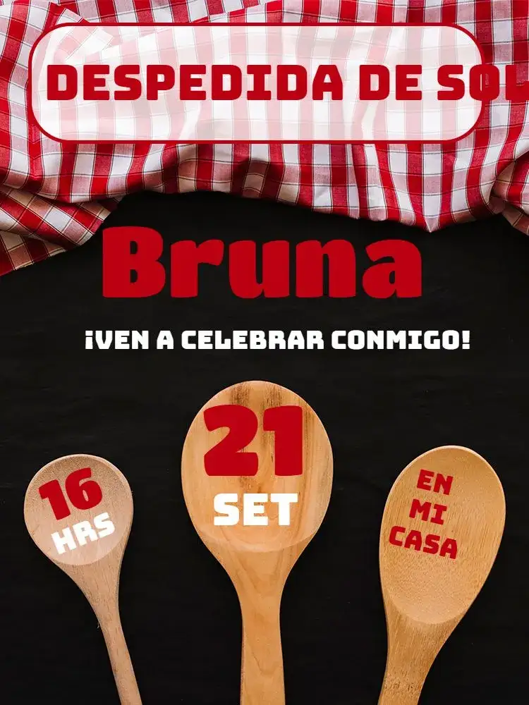 Invitación Despedida de Cocina - Modelo 2 Personalizado – tema Despedida de Soltera ajedrez, rojo, blanco, negro, moderno, acogedor