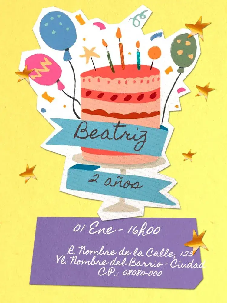 Invitación Infantil Pastel Collage