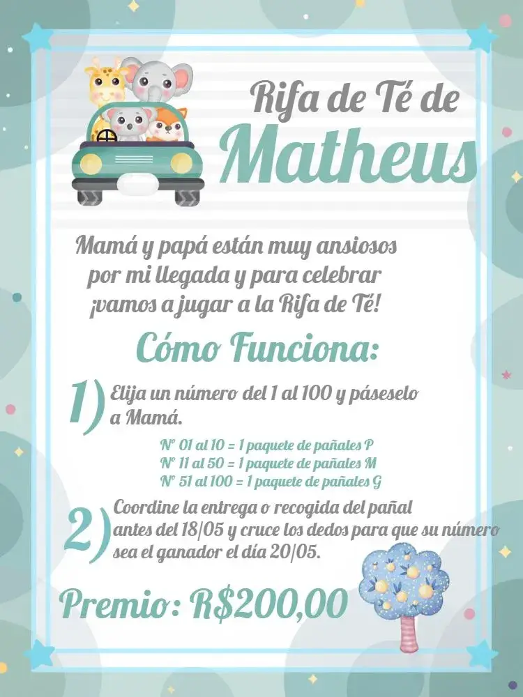 Invitación Té de Rifa Safari Selva